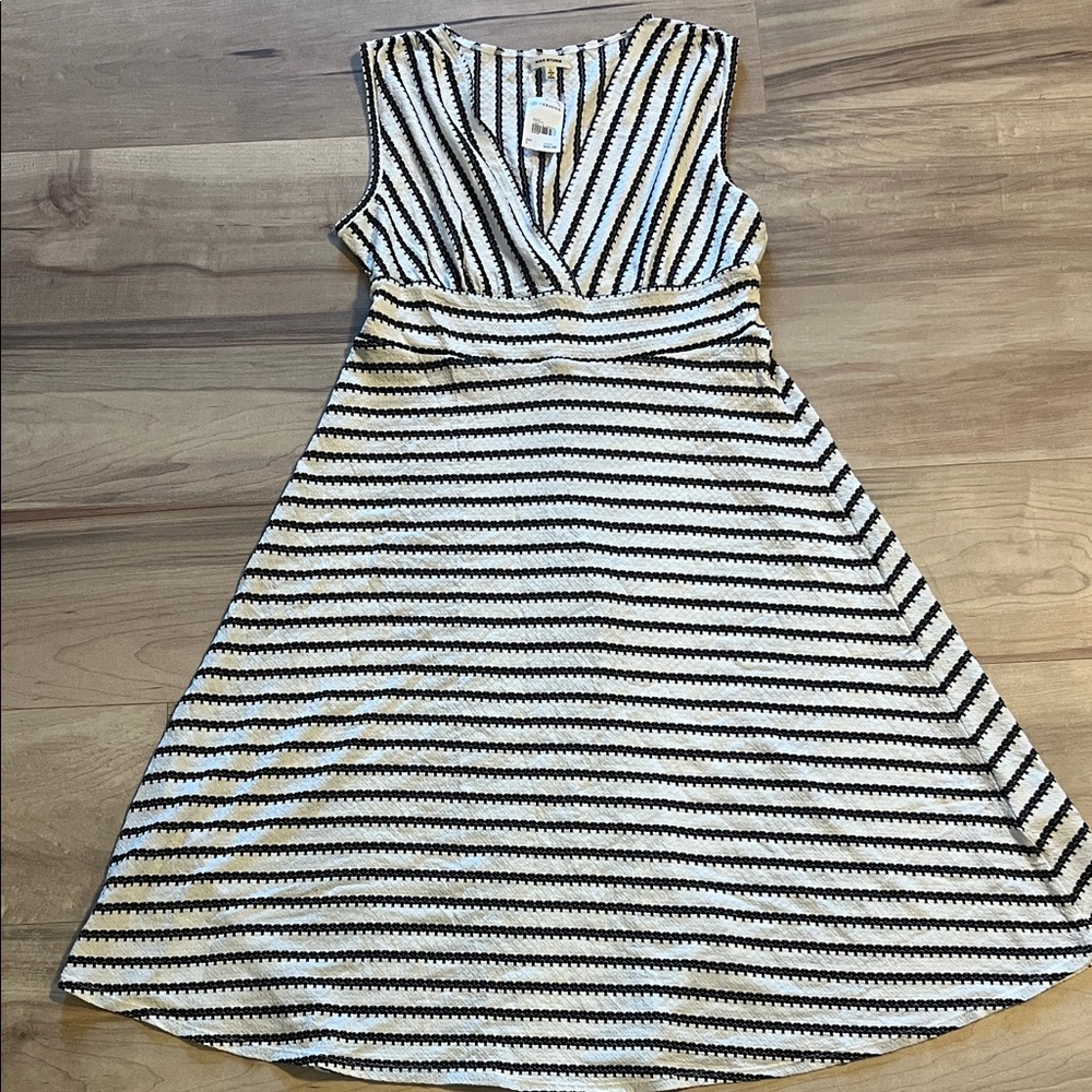 Max Studio Black and White Striped Midi Dress
